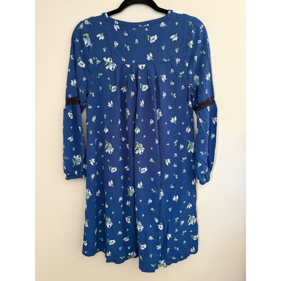 Matilda Jane Day Tripping Tunic Dress Blue Floral Crochet Lace V-Neck Size XS - Picture 7 of 9
